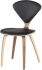 Satine Dining Chair (Black Leather with Walnut Frame)