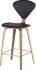 Satine Counter Stool (Black Leather with Walnut Frame)