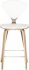 Satine Counter Stool (White Leather with Walnut Frame)