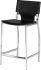 Lisbon Counter Stool (Black Leather with Silver Frame)