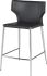 Wayne Counter Stool (Dark Grey Leather with Silver Base)