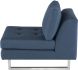 Janis Seat Armless Sofa (Narrow - Lagoon Blue with Silver Legs)