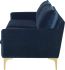 Anders Triple Seat Sofa (Midnight Blue with Gold Legs)