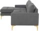 Colyn Sofa Sectionnel (Gris Schiste avec Pattes Or)