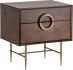 Emery Nightstand (Brown Wood with Antique Brass Base)
