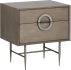 Emery Nightstand (Grey Wood with Antique Silver Base)