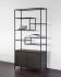 Stamos Bookcase (Grey Wood & Glass with Black Base)