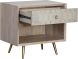 Aniston Nightstand (Leather & Wood with Antique Brass Base)