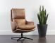 Cardona Swivel Lounge Chair (Black & Marseille Camel Leather)