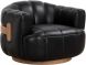 Tadeo Swivel Lounge Chair (Rustic Oak Wood & Vintage Black Night Leather)