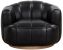 Tadeo Swivel Lounge Chair (Rustic Oak Wood & Vintage Black Night Leather)
