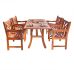 York 5 Piece Dining Set (Slotted Back & Curved Leg Table)