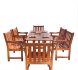 York 7 Piece Dining Set (Thick Slat Back & Curved Leg Table)