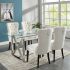 Lorenzo & Rizzo 5 Piece Dining Set (Chrome Table & Ivory Chair)