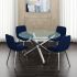Solara II & Cassidy 5 Piece Dining Set (Chrome Table & Blue Chair)