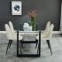 Franco & Olly 5 Piece Dining Set (Black Table & Beige Chair)