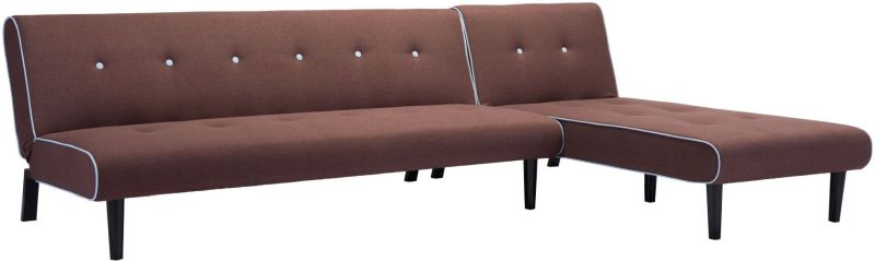Greco Sleeper Sectional (Mocha with Blue Trim)