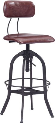 Crete Adjustable Height Bar Chair (Burgundy & Antique Black)