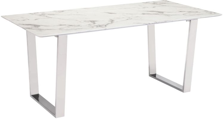 Atlas Dining Table (Stone & Brushed Stainless Steel)