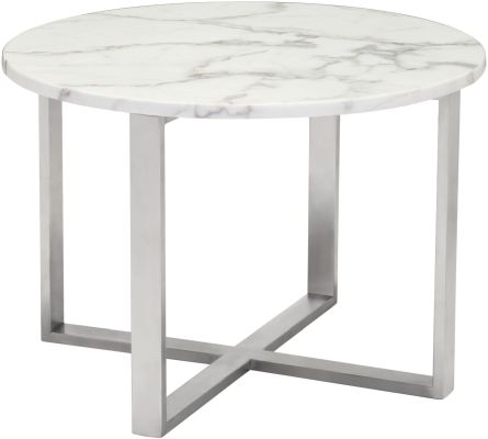 Globe End Table (Stone & Stainless Steel)