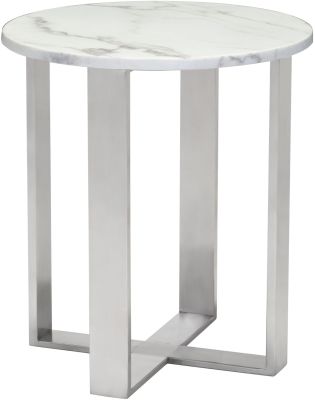 Atlas End Table (Stone & Brushed Stainless Steel)
