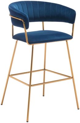 Hanna Bar Chair (Set of 2 - Dark Blue Velvet)