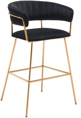 Hanna Bar Chair (Set of 2 - Black Velvet)