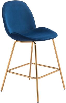 Siena Counter Chair (Set of 2 - Dark Blue Velvet)