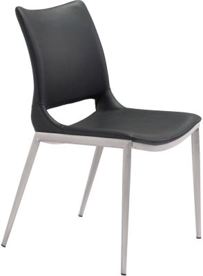 Ace Dining Chair (Set of 2 - Black &  Brushed Stainless Steel)