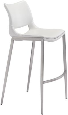 Ace Bar Chair (Set of 2 - White & Brushed Stainless Steel)