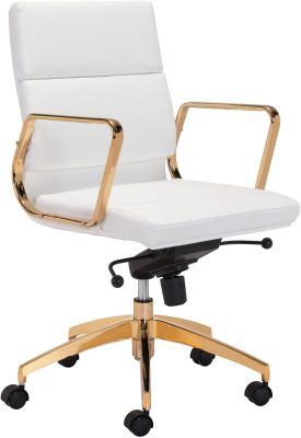 Scientist Low Back Office Chair (White & Gold)
