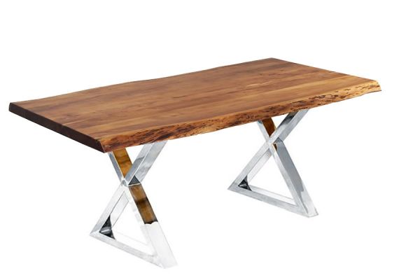 Zen Live Edge Acacia Table (72 Inch - Stainless X Legs)