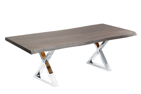 Zen Live Edge Acacia Table (84 Inch - Stainless X Legs)