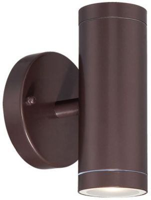 Outdoor 2-Light LED Wall Cylinder in Architectural Bronze