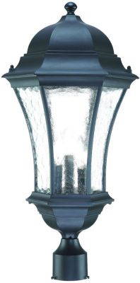 Waverly 3-Light Post-Mounted Lantern Head in Matte Black