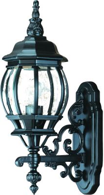 Chateau 1-Light Upward Wall Mount with Scrollwork in Matte Black 