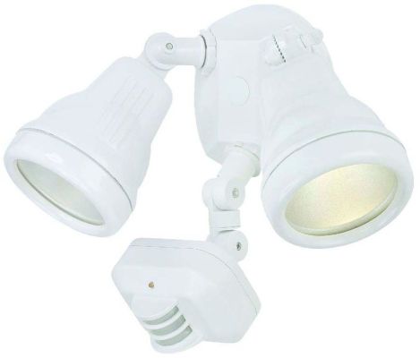 Motion Activated Cast Aluminum Compact Adjustable 2-Light White Floodlight
