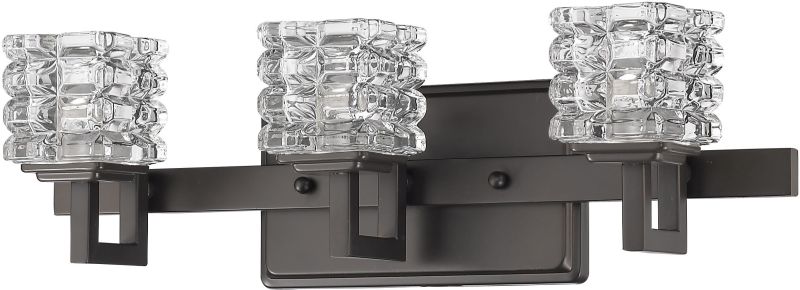 Luminaire pour salle de bain Coralie en cristal à 3 lumières en bronze huilé