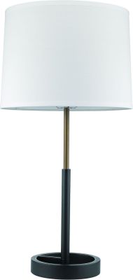 Rotunda Table Lamp (1 Light - Matte Black and Hand Painted Antique Gold and White )