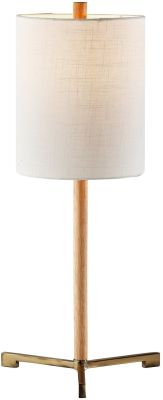 Maddox Table Lamp (Natural Wood & Antique Brass)