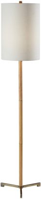 Maddox Floor Lamp (Natural Wood & Antique Brass)
