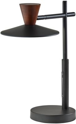 Elmore Desk Lamp (Black & Walnut - LED with Smart Switch)