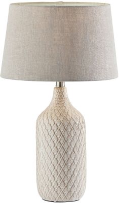 Kathryn Table Lamp (Off-White & Grey & Natural Textured Ceramic - 2 Piece Set)