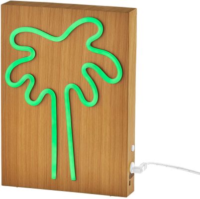 Neon Table or Wall Lamp (Palm Tree - Wood Framed)