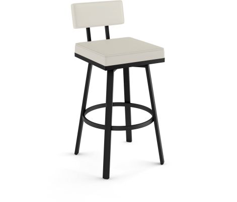 Staten Swivel Counter Stool (Off White with Black Base)
