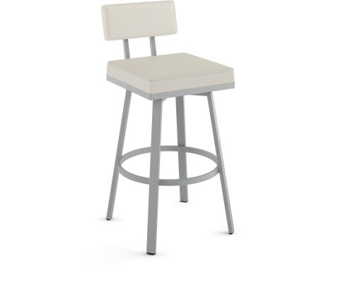 Staten Swivel Counter Stool (Off White with Shiny Grey Base)