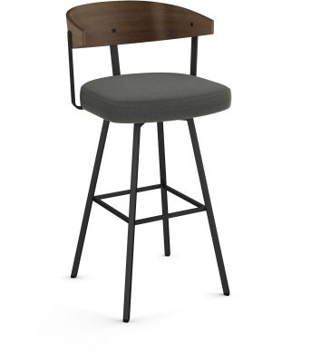 Quinton Swivel Counter Stool (Charcoal Grey with Black Base)