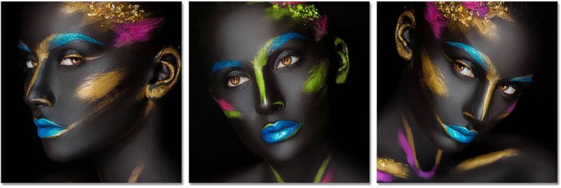 Neon Makeup - 3 Piece acrylic horizontal panel picture of her