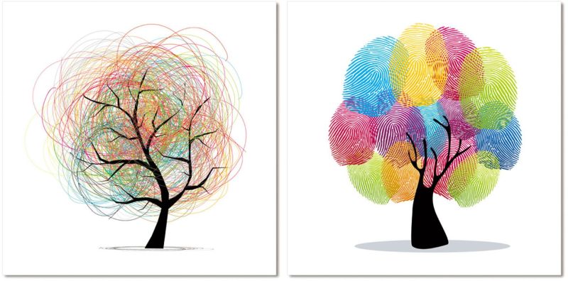 Trees Panneaux d'Acrylique 2 Pièces