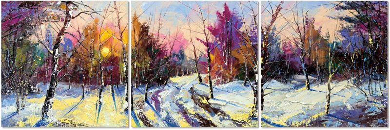 Wintered Forest - 3 Piece acrylic panel picture